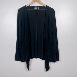 Travelers by Chico’s black slinky knit waterfall open front cardigan, large.